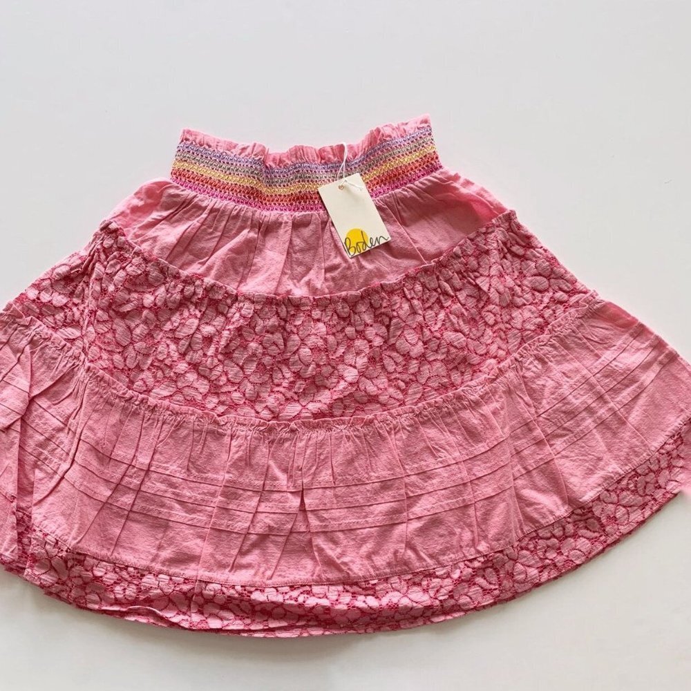 Mini Boden Girl Smocked Tiered Midi Skirt 7-8 Years 7 Years